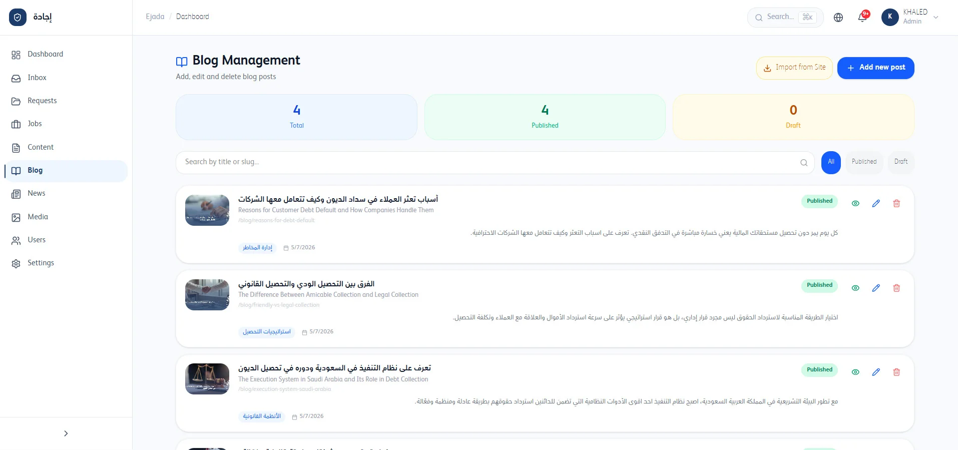 Blogs management