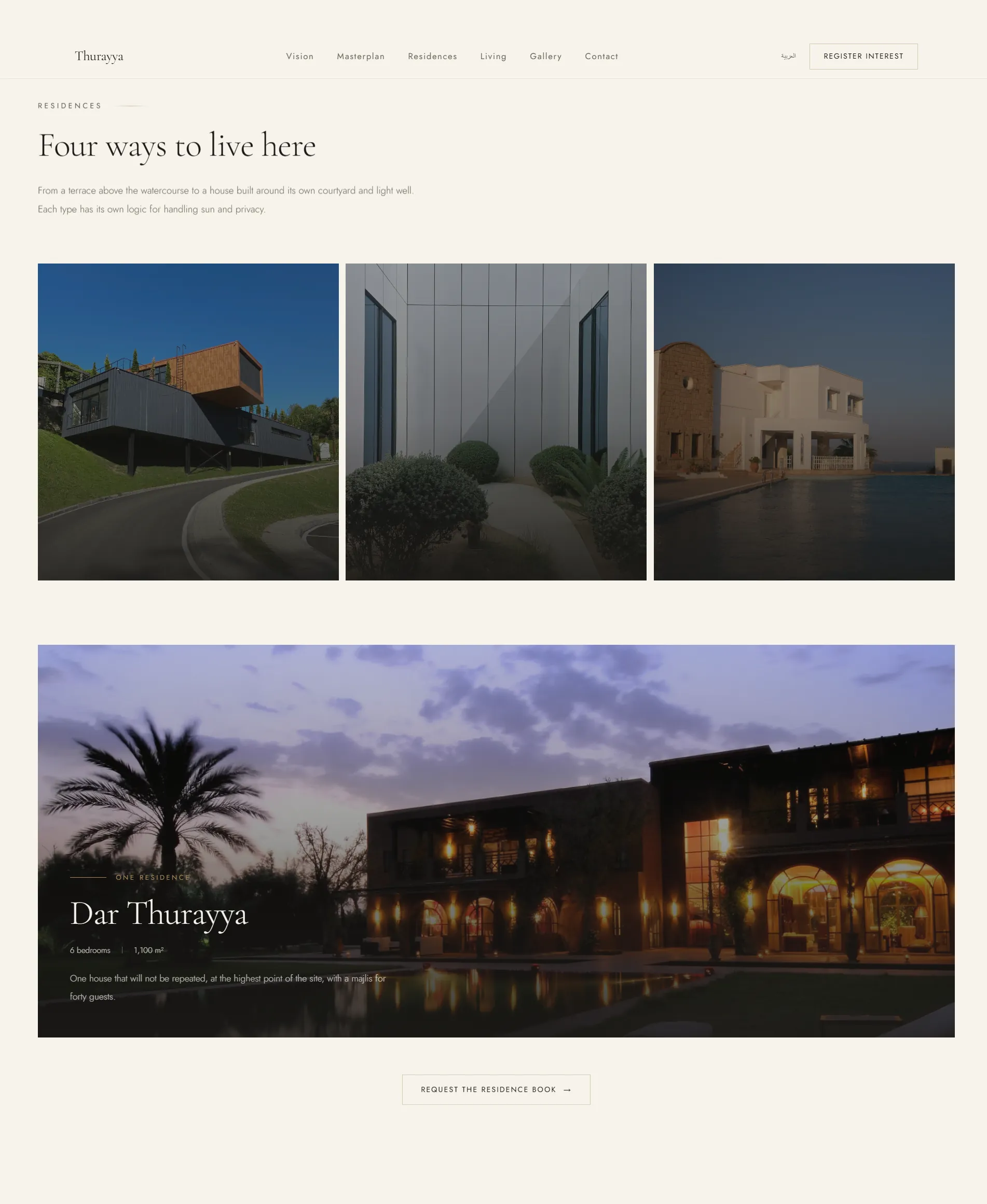 Residences — four ways to live